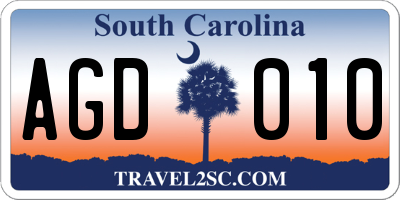 SC license plate AGD010