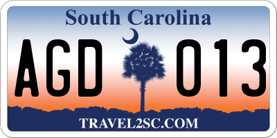 SC license plate AGD013