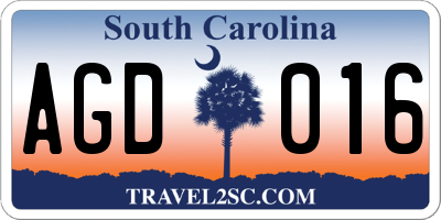 SC license plate AGD016