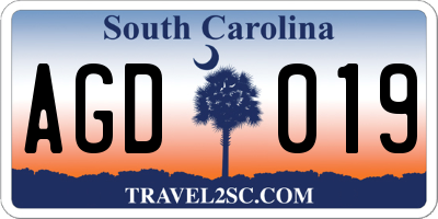 SC license plate AGD019