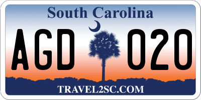 SC license plate AGD020