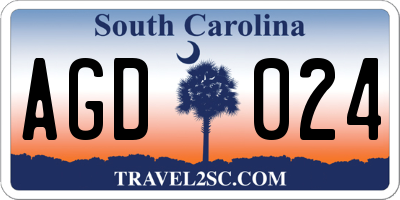SC license plate AGD024
