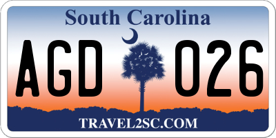 SC license plate AGD026