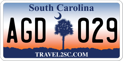 SC license plate AGD029