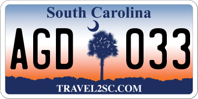 SC license plate AGD033