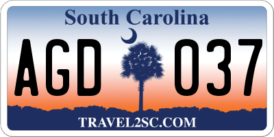 SC license plate AGD037