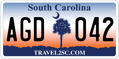 SC license plate AGD042