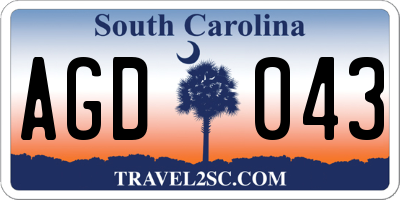 SC license plate AGD043