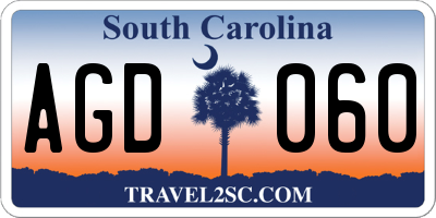 SC license plate AGD060