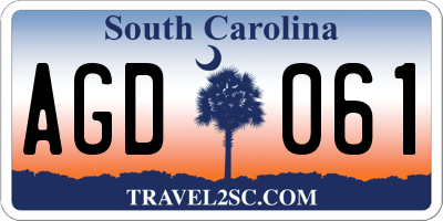 SC license plate AGD061