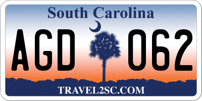 SC license plate AGD062