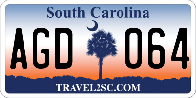 SC license plate AGD064