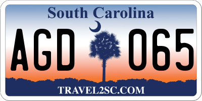 SC license plate AGD065