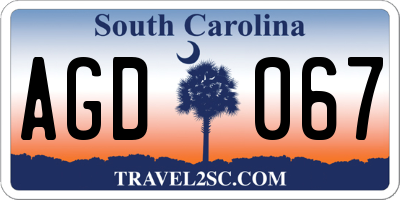 SC license plate AGD067