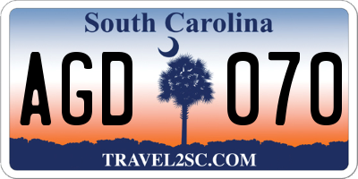 SC license plate AGD070