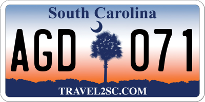 SC license plate AGD071