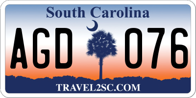 SC license plate AGD076