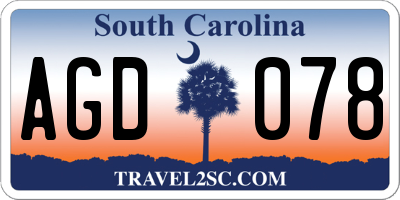 SC license plate AGD078
