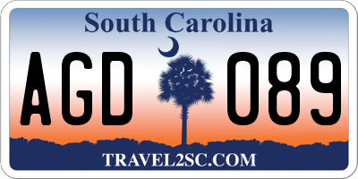 SC license plate AGD089