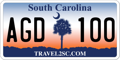 SC license plate AGD100