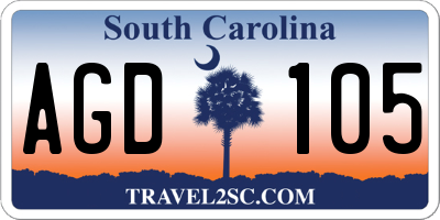 SC license plate AGD105