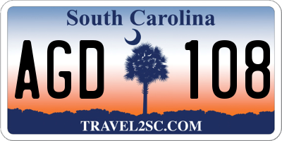 SC license plate AGD108
