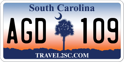 SC license plate AGD109