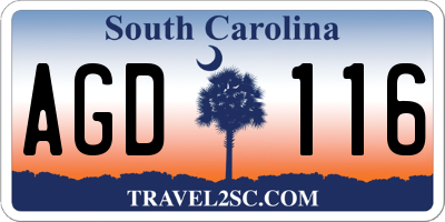 SC license plate AGD116