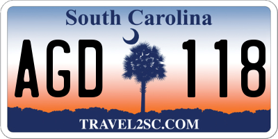 SC license plate AGD118