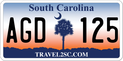 SC license plate AGD125