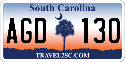 SC license plate AGD130