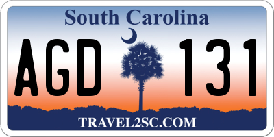 SC license plate AGD131