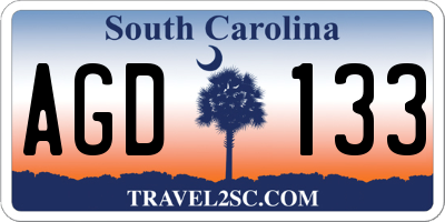 SC license plate AGD133