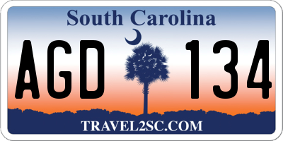 SC license plate AGD134