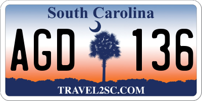 SC license plate AGD136