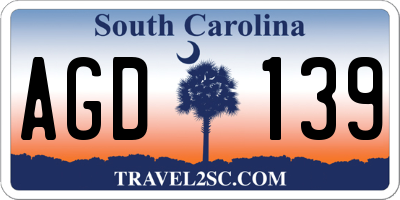 SC license plate AGD139
