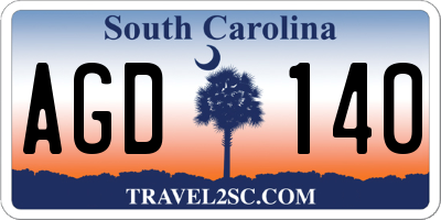 SC license plate AGD140