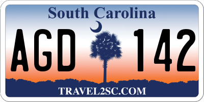 SC license plate AGD142