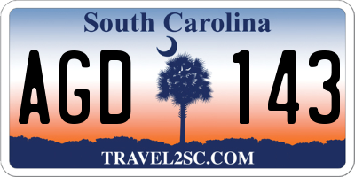 SC license plate AGD143