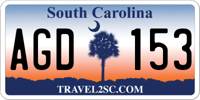 SC license plate AGD153