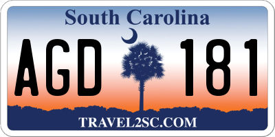 SC license plate AGD181