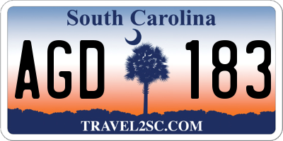 SC license plate AGD183