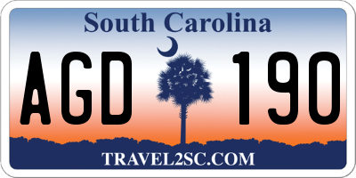 SC license plate AGD190