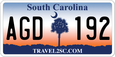 SC license plate AGD192