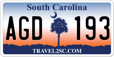 SC license plate AGD193