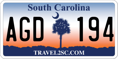SC license plate AGD194