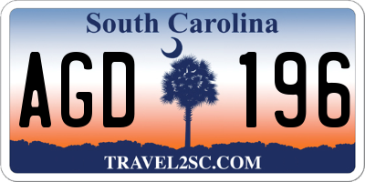 SC license plate AGD196