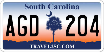 SC license plate AGD204