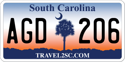 SC license plate AGD206