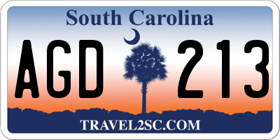 SC license plate AGD213
